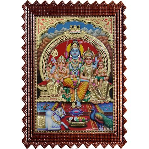 Shiva Parvathi Ganesha Murugan D Embossed Tanjore Painting Buy