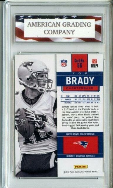 Panini Contenders Tom Brady Agc Gem Mint New England