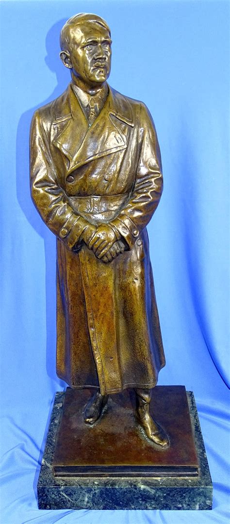 Large Signed Full Figure Bronze Statue of Adolf Hitler in Greatcoat ...