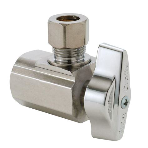 Brasscraft 1 2 In Fip Inlet X 3 8 In O D Compression Outlet Brass 1 4 Turn Angle Ball Valve