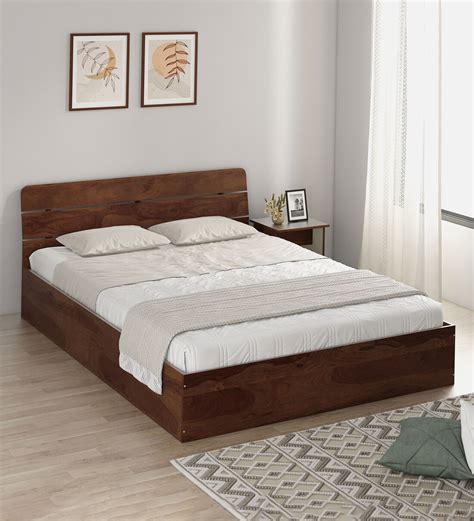 Buy Kosmo Solace Queen Bed In Sheesham Finish With Box Storage At