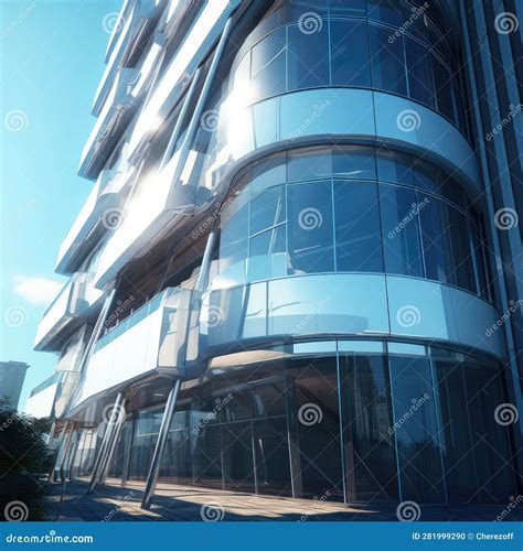 The Exterior of the Building of the Future. Glass Facade Stock