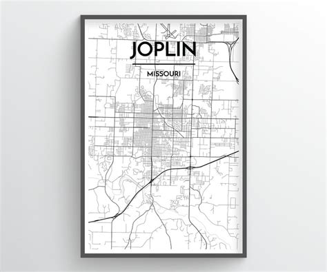 Joplin Missouri City Map Print Modern Minimalist Art Etsy