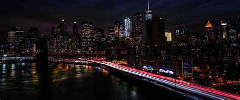 New York City Wallpaper 4K, Night view, Cityscape