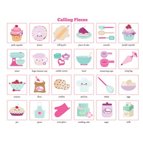 Cupcake Baking Bingo Game Kids Printable Bingo Game Etsy