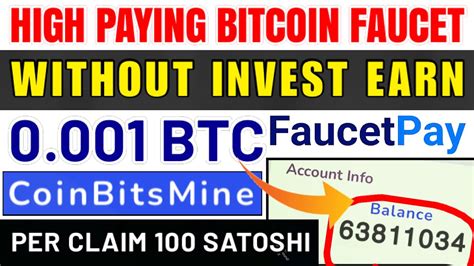 High Paying Bitcoin Faucet 100 Satoshi Per Claim Earn 0 001 Btc