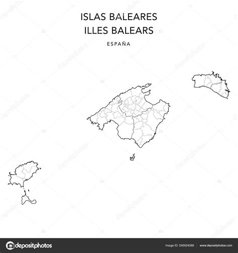 Geopolitical Vector Map Autonomous Community Balearic Islands Islas