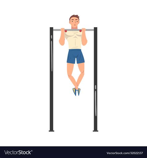 Young sportsman making pull-ups in gym Royalty Free Vector