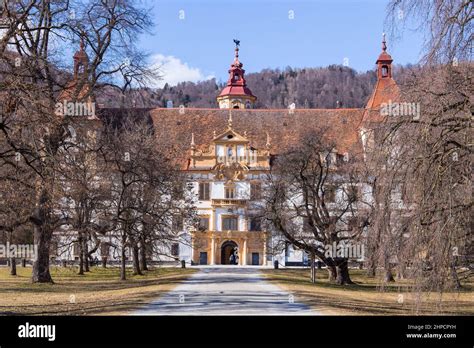 The Baroque Schloss Eggenberg Castle With Its Park In Graz Austria