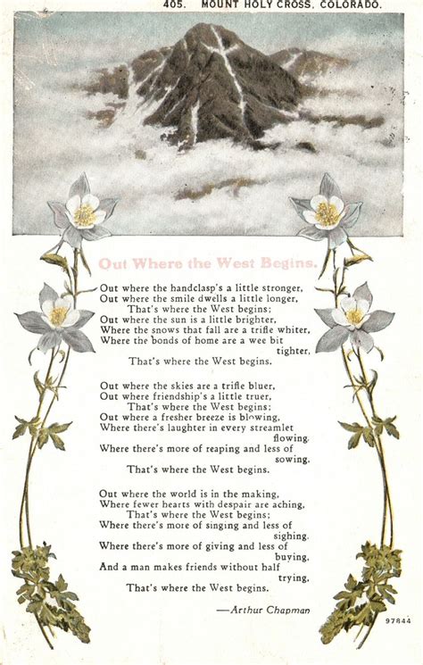 Vintage Postcard 1920 S Out Where West Begins Poem By Arthur Chapman