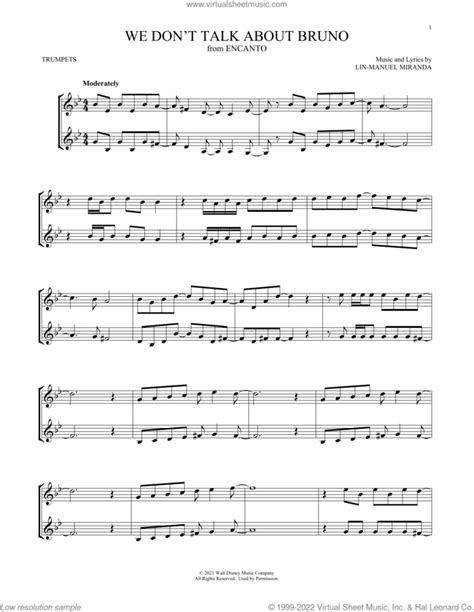 We Don T Talk About Bruno From Encanto Sheet Music For Two Trumpets