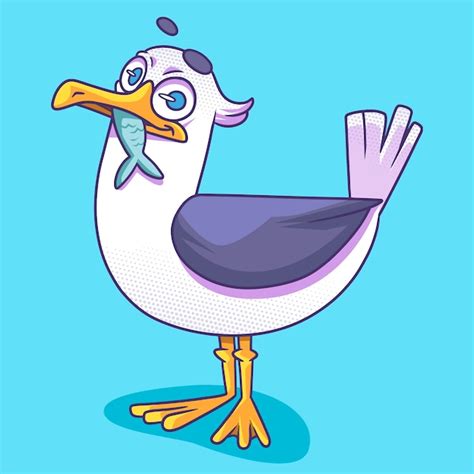 Premium Vector Hand Drawn Seagull Cartoon Illustration