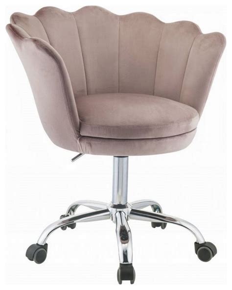 Benzara BM250275 Office Chair With Seashell Design Back Pink