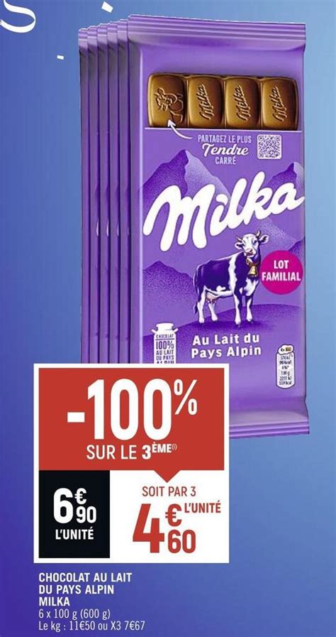 Promo Milka Chocolat Au Lait Du Pays Alpin Chez Spar