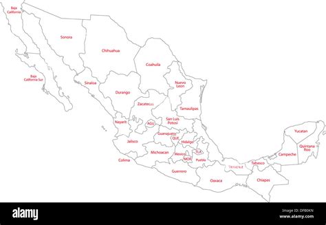 Outline Mexico map Stock Photo - Alamy