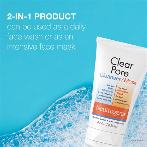 Neutrogena Clear Pore 2 In 1 Facial Cleanser And Clay Mask 4 2 Fl Oz