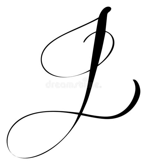 Hand Drawn Vector Calligraphy Letter Capital J Script Font Logo