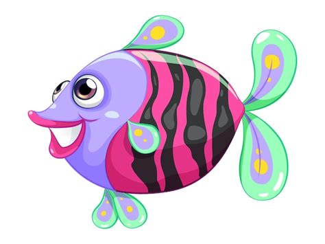 Premium Vector Cartoon Fish With Pink Stripes On The Bottom And Pink