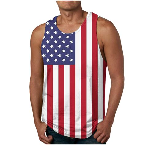 Vekdone Independence Day Tank Tops For Men American Flag Print