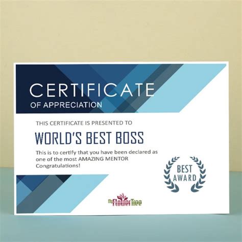 Best Boss Ever Appreciation Certificate- MyFlowerTree