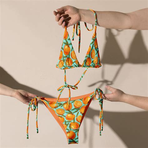 Vintage Florida Orange Bikini Set Recycled Eco Friendly Bikini Retro Fruit Swimsuit Etsy