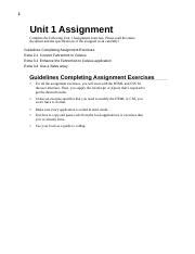 Unit1 Assignment 2 .docx - 1 Unit 1 Assignment Complete the following ... 