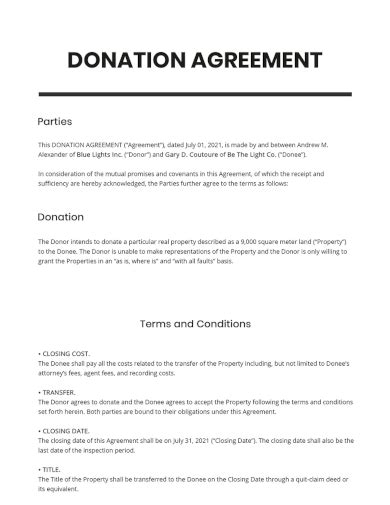 FREE 30 Donation Agreement Samples In PDF MS Word