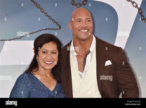 Hollywood Ca July 13 Dwayne Johnson R And Mom Ata Johnson Attend