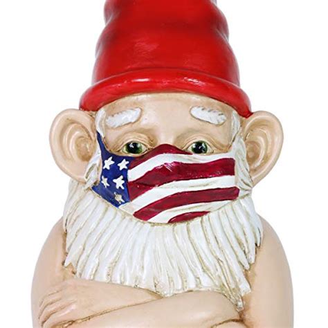 Exhart Good Time Limited Edition Naked Gnome Statue W Patriotic Face Mask Dont Leave Gnome