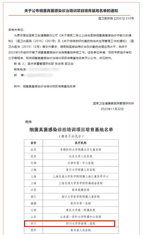 我院获批国家卫健委医管所细菌真菌感染诊治培训项目培育基地诊疗管理工作小儿