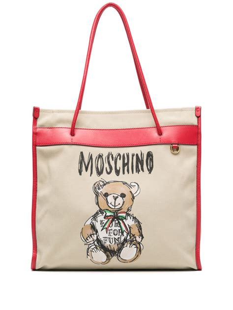 Moschino Teddy Bear Print Tote Bag Neutrals FARFETCH