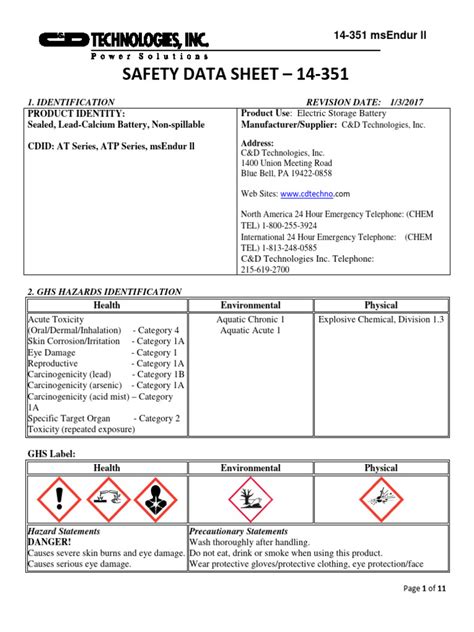 MSEndurII MSDS | Download Free PDF | Sulfuric Acid | Water