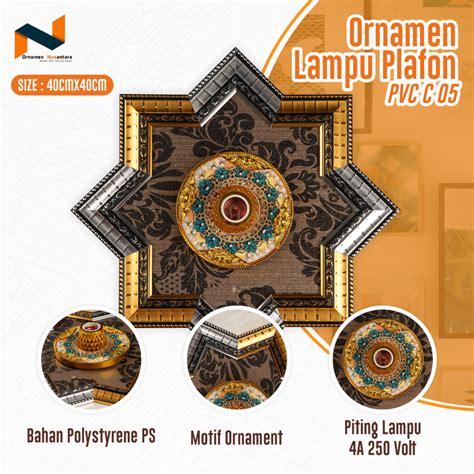 Jual Ornament Lampu Plafon PVC Gypsum C 05 Ukuran 40x40 Cm Bahan