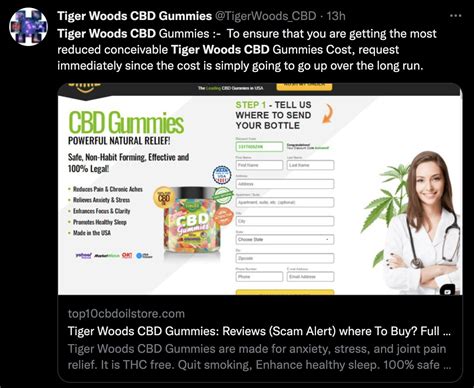 Tiger Woods CBD Gummies Website Scam and Fake Reviews Flood Google