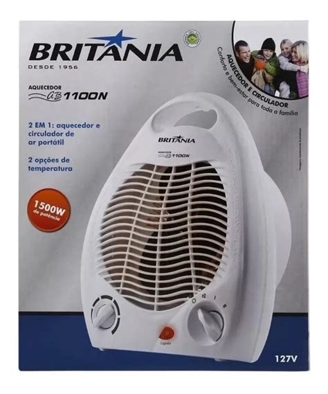 Aquecedor Elétrico Portátil 1500w Britânia Esquenta Ambiente Mercado