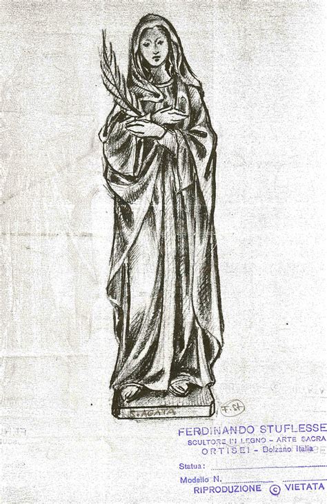 Wooden Statue Of St Agatha Ferdinand Stuflesser 1875