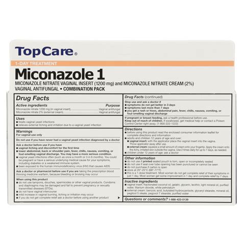 Topcare Miconazole 1 Day Treatment Miconazole Nitrate Vaginal Insert