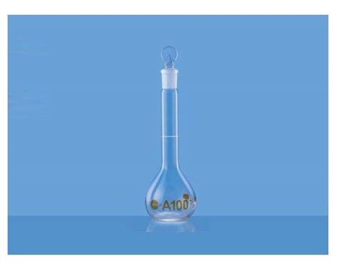 Borosil 5651 Volumetric Flask With Interchangeable Solid Glass Stopper