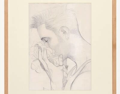 Mel Odom Style Gay Nude Erotic Drawing Pencil Drawing Portrait Vintage Flowers EBay