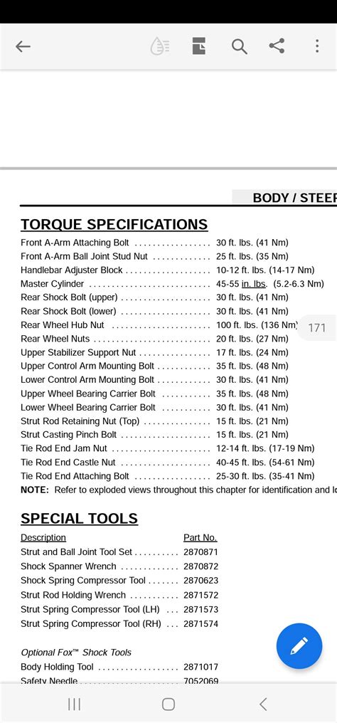 Front End Torque Specs Polaris Atv Forum