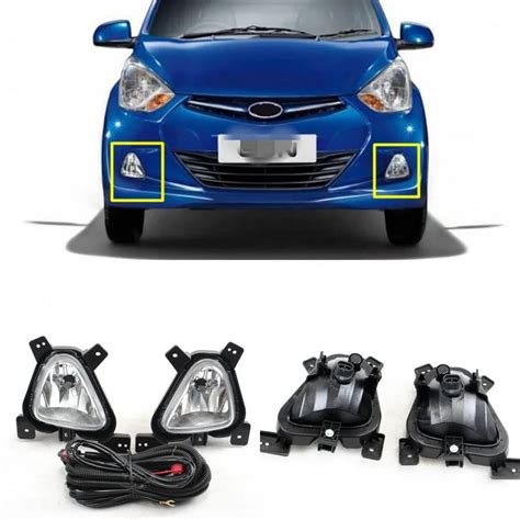 Jandening Car Front Fog Light Bumper Lamp Assembly Kit For Hyundai Eon