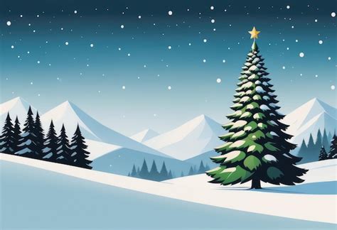 Premium AI Image | christmas tree against snowy landscape