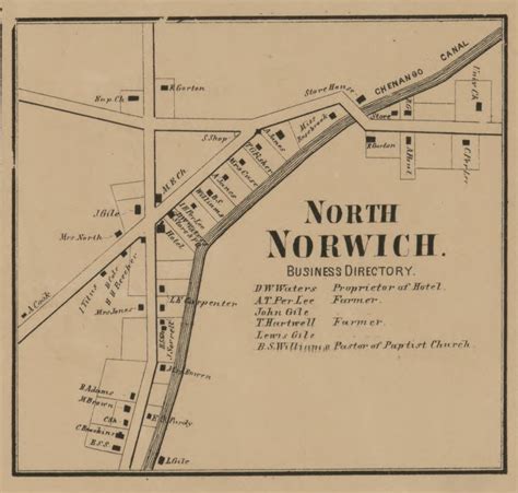 North Norwich Village New York 1863 Old Town Map Custom Print