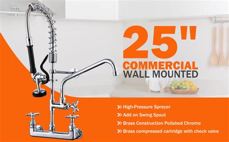 Lanceler Commercial Sink Faucet Wall Mount With Sprayer Inch Center