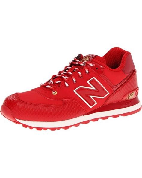 New Balance Synthetic 574 V1 Classic Lace Up Sneaker In Redwhite Red