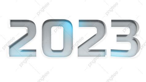 2023 Word Art Azul Degradado Gris Tridimensional Png 2023