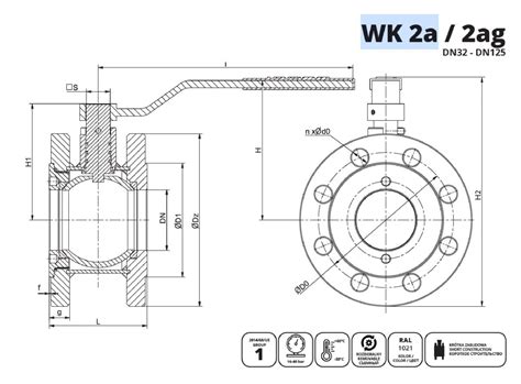 IDMAR Zawór kulowy do gazu kołnierzowy pełnoprzelotowy DN100 WKP2a 1