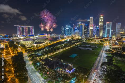 Singapore national day fireworks celebration Stock Photo | Adobe Stock