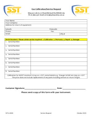 Fillable Online Sst S Calibration Service Request Docx Fax Email