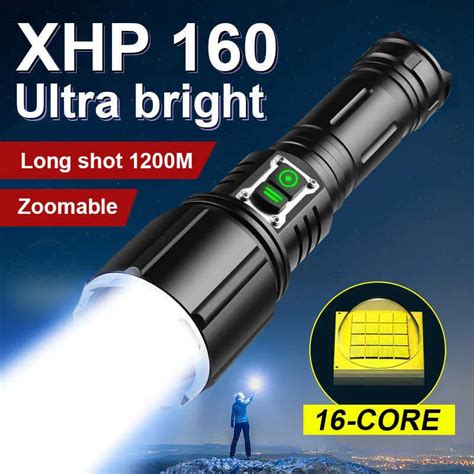 100000 Lumen XHP160 LED Flashlight, 4500mAh USB Rechargeable Tactical ...